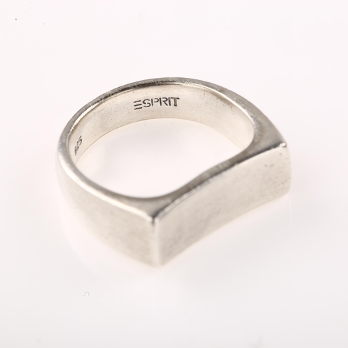 1424 - ESPRIT - a sterling silver dress ring, plain concave form, setting height 7.2mm, size M, 8.5g