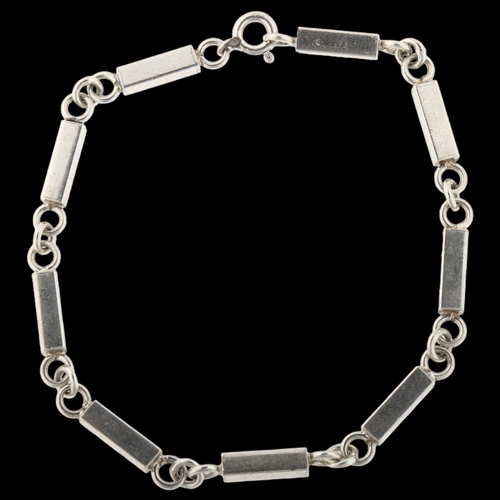 1427 - CARL FORSMANN - a Danish modernist silver block link chain bracelet, length 19cm, 13.8g