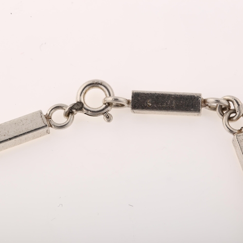 1427 - CARL FORSMANN - a Danish modernist silver block link chain bracelet, length 19cm, 13.8g