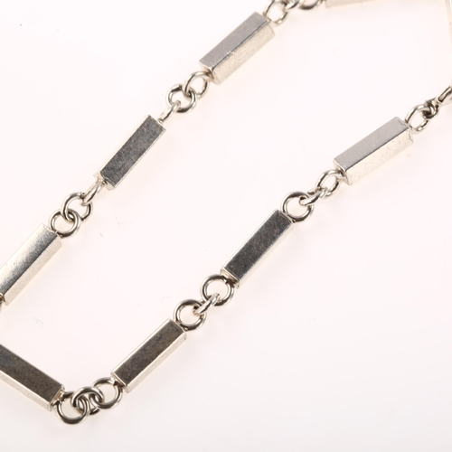 1427 - CARL FORSMANN - a Danish modernist silver block link chain bracelet, length 19cm, 13.8g