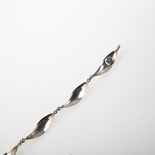 1428 - HASSAN KHIARE - a Danish modernist sterling silver panel bracelet, length 19cm, 7.4g