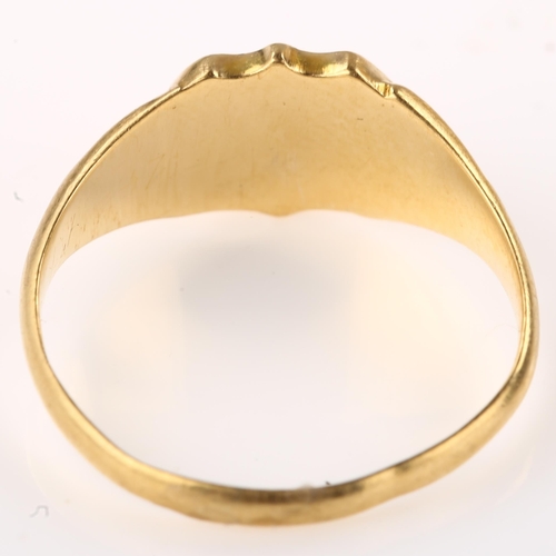 1378 - An early 20th century 18ct gold shield signet ring, maker's marks H G and S, hallmarks Chester 1921,... 