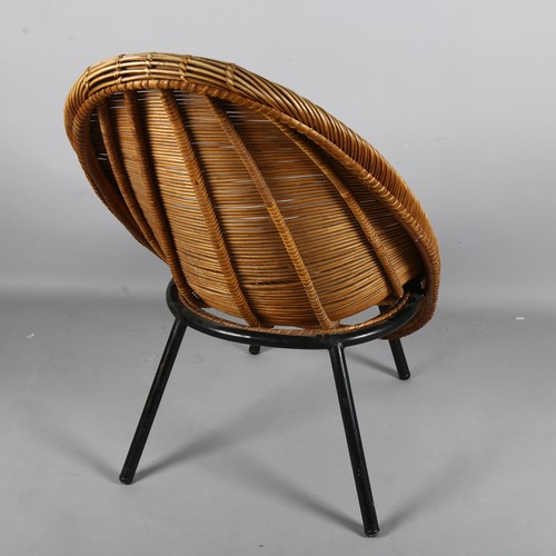 547 - Wladyslaw Wolkowski (1902-1986), a sculptural mid-century Polish lounge chair in wicker and tubular ... 