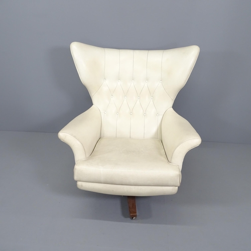 2006 - A G Plan 6250 Armchair, with 6251 footstool, white upholstered.