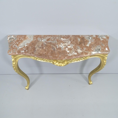 2047 - A continental gilt-painted and marble topped console table of serpentine form. 98x76x29cm