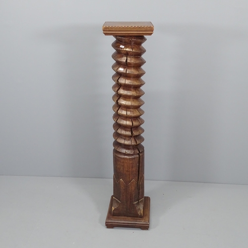 2053 - A French elm spiral-turned column. Height 133cm