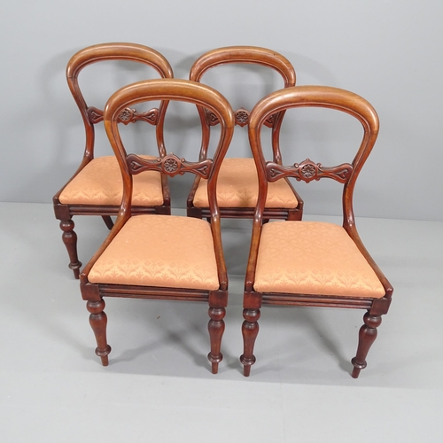 2056 - A set of four 19th century mahogany balloon back dining chairs with drop-in seats.