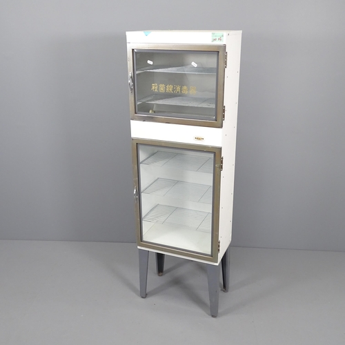 2066 - A vintage Japanese two door medical specimen cabinet. 46x143x29cm