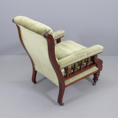 2075 - A Victorian mahogany and upholstered lounge chair