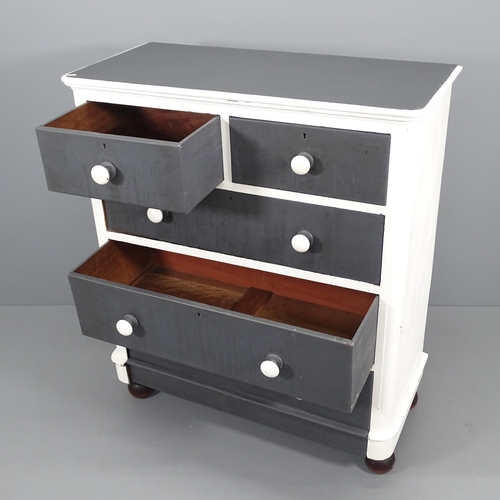 2080 - An Edwardian monochrome painted chest of five drawers. 103x120x48