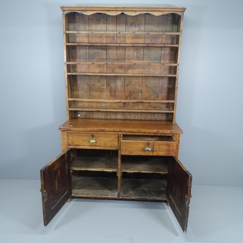 2088 - A large reclaimed pine 2 section dresser. 134x220x52cm