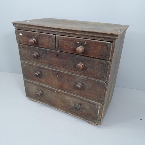 2131 - An antique oak chest of 2 short and 3 long drawers. A/F. 94x86x54cm.