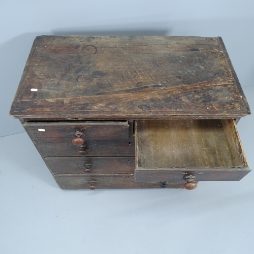 2131 - An antique oak chest of 2 short and 3 long drawers. A/F. 94x86x54cm.