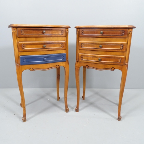 2144 - A pair of French 3 drawer bedside chests. 42x68x30cm.