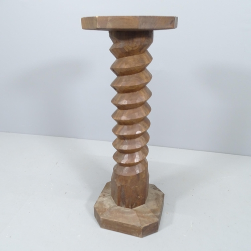 2146 - An French elm spiral turned column. 77cm.