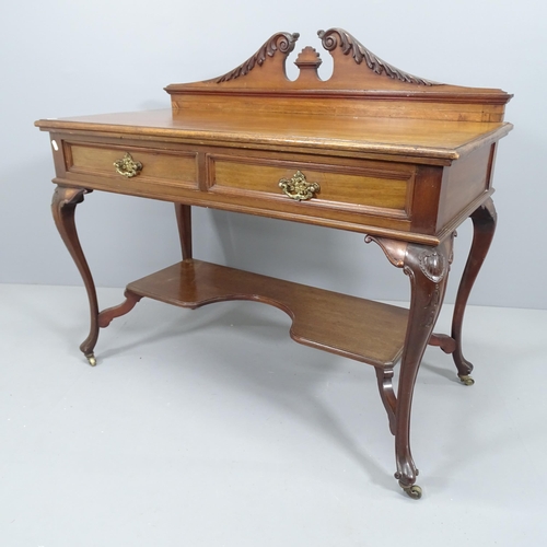 2148 - A Victorian style mahogany writing desk with 2 drawers. 110x97x56cm.