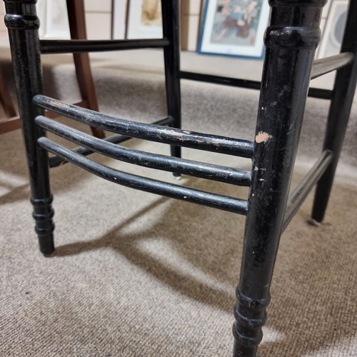 224 - A Morris & Company Arts and Crafts chair by Ford Maddox Brown, ebonised frame with rush seat, height... 