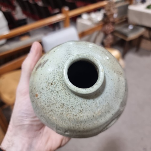 468 - A wood fired studio pottery vase, labelled 