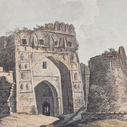 797 - After William Daniell (1749-1840), a rare view of 'West Gate of Firozshahs Cotillah Delhi', a hand c... 