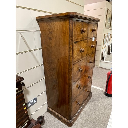 287 - A Victorian walnut chest of drawers, with burr walnut veneer front, 75 x 45 cm, height 130cm