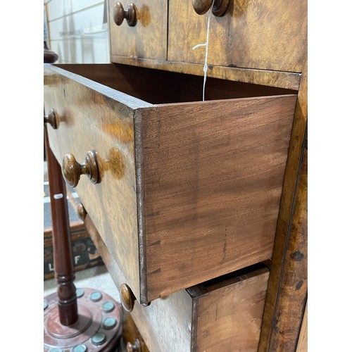 287 - A Victorian walnut chest of drawers, with burr walnut veneer front, 75 x 45 cm, height 130cm