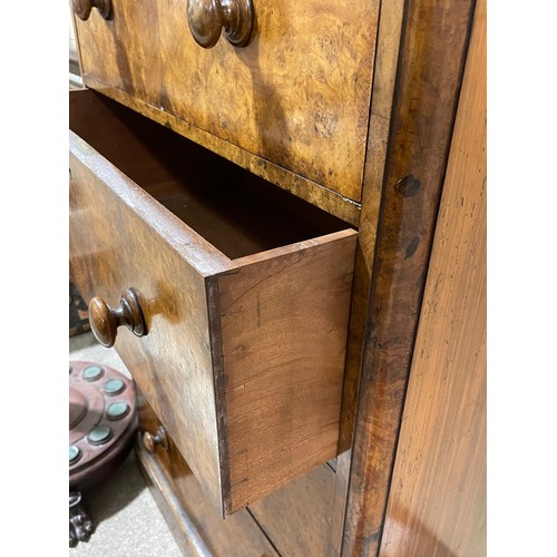 287 - A Victorian walnut chest of drawers, with burr walnut veneer front, 75 x 45 cm, height 130cm