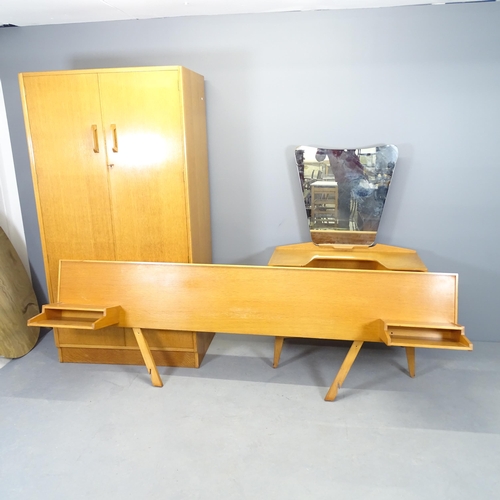 2500 - A mid-century teak G-Plan bedroom suite consisting of a dressing table with raised mirror back, 92x1... 