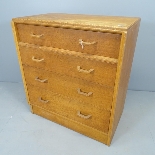 2502 - A mid-century teak G-plan chest of four drawers, with maker's label. 77x85x47cm