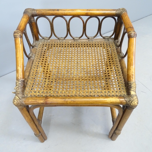 2522 - A mid-century bentwood cane-seated stool, with label for Angraves 