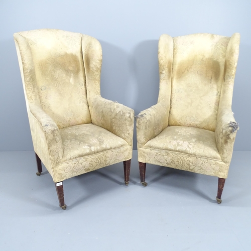 2102 - 2 Victorian wingback armchairs, for re-upholstery.