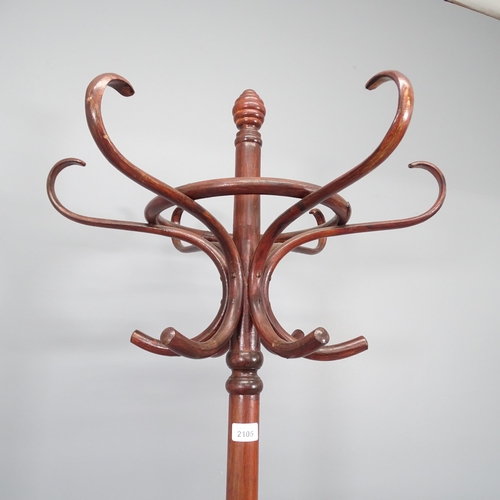 2105 - A Bentwood hat and coat stand. 195cm.