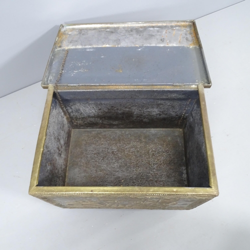 2164 - A small nautical design brass coal box. 46x31x31cm.