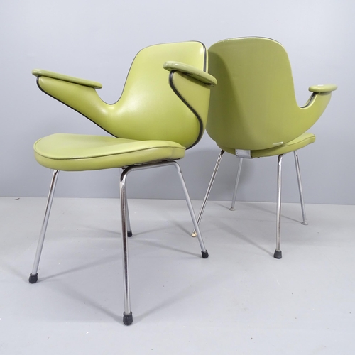 2165 - A set of 6 mid-century green upholstered armchairs.