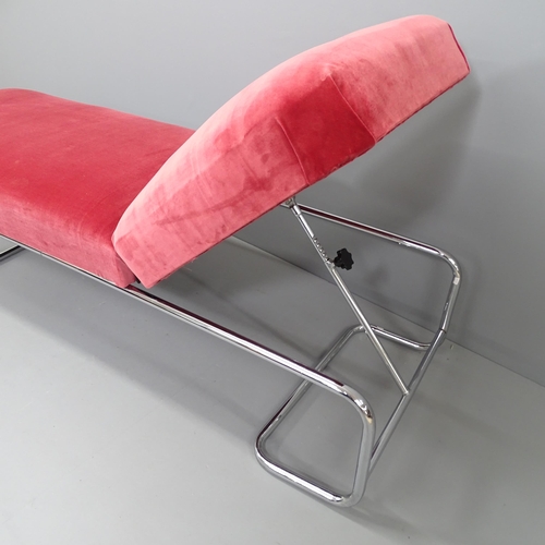 2168 - An Art Deco modernist design tubular steel daybed with adjustable backrest, 1930-1950s, re-upholster... 