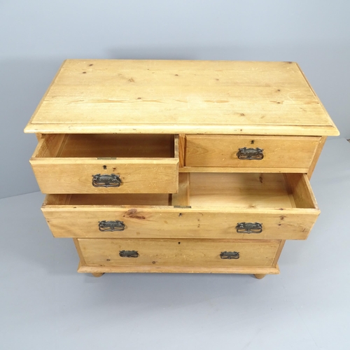 2172 - A Large pine chest of 2 short and 3 long drawers. 107x107x52cm.