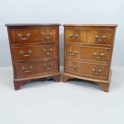 2175 - A matched pair of small reproduction three drawer bedside chests. Largest 50x64x37cm.