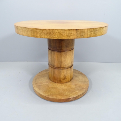 2179 - A 1930s Art Deco modernist coffee table with banded pedestal. 69x57cm