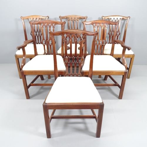 2187 - A set of six mahogany Chippendale style dining chairs, with upholstered drop-in seats. (4+2)