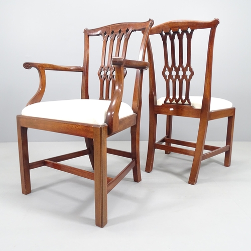 2187 - A set of six mahogany Chippendale style dining chairs, with upholstered drop-in seats. (4+2)