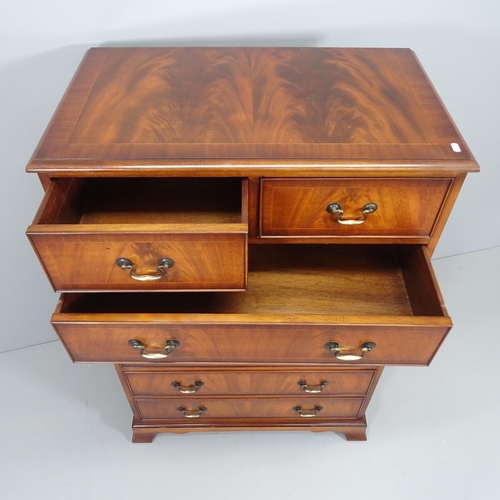 2188 - A reproduction crossbanded mahogany and satinwood strung chest of two short and five long drawers, w... 