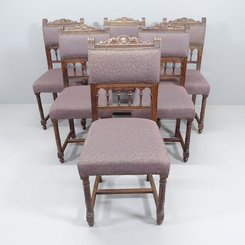 2191 - A set of six Victorian mahogany and upholstered dining chairs.