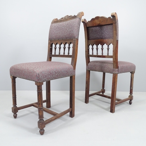 2191 - A set of six Victorian mahogany and upholstered dining chairs.