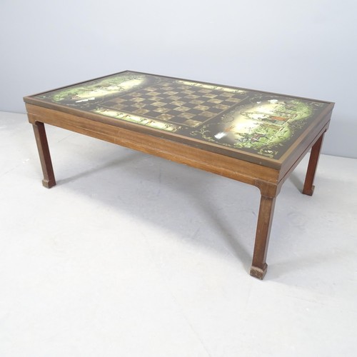 2529 - A contemporary mahogany games top coffee table, by Barbara Leslie and Grace Hosking of the Sussex Gu... 