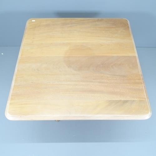 2542 - A modern limed-oak effect square top table on bentwood base. 91x74cm.