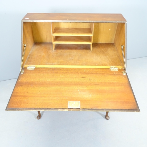 2548 - A modern continental style bureau, with fall front, two drawers and raised on cabriole legs. 76x93x3... 