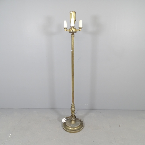 2563 - A modern brass standard lamp by Stiffel. Height to bayonet 138cm.