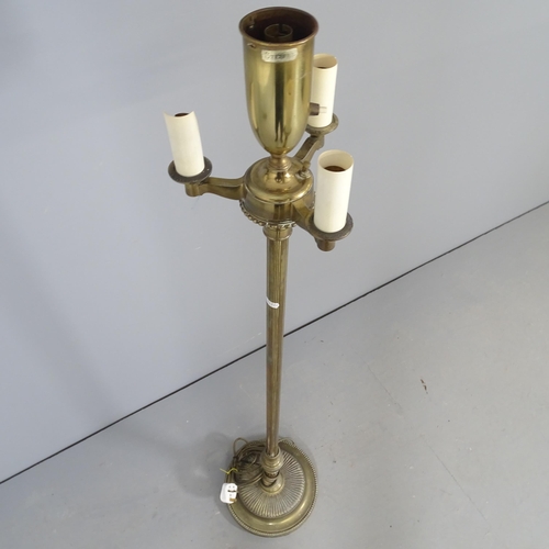 2563 - A modern brass standard lamp by Stiffel. Height to bayonet 138cm.