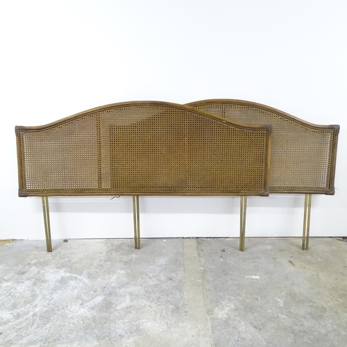 2591 - A cane panelled headboard and footboard for a double bed, 153x95cm. (2)