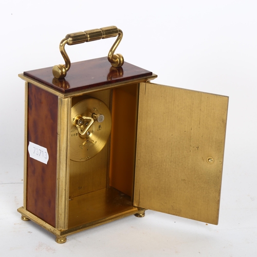 101 - An Imhof brass-cased carriage clock, with faux tortoiseshell panels and Swiss movement, serial no. t... 