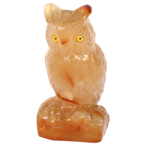 111 - A jade carved study of an owl, H7.5cm